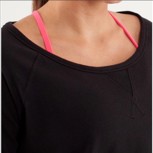 Lululemon Meditate L/S Pullover Sweatshirt High/Low Black French Terry Sz 10 - Picture 7 of 8